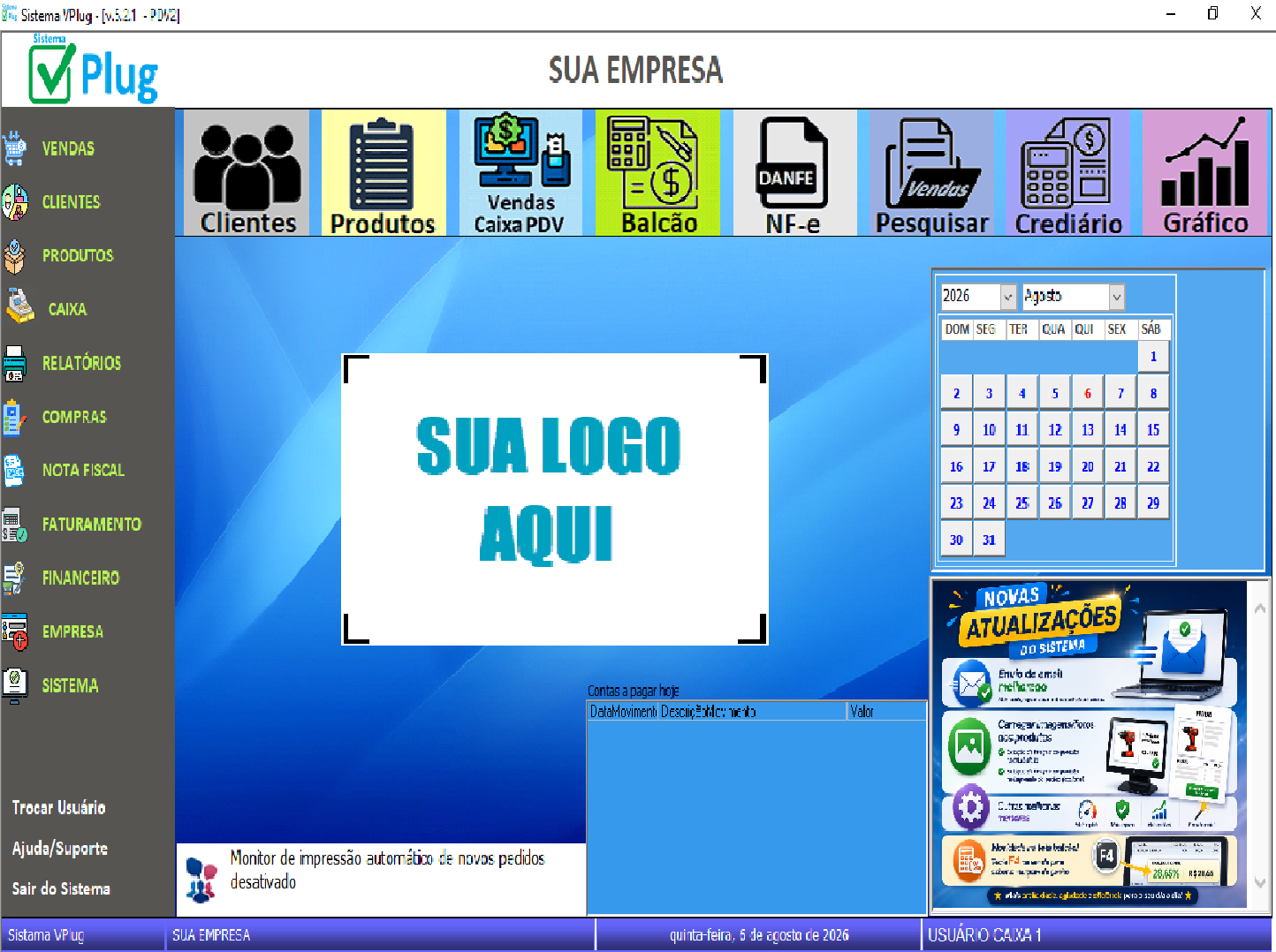 Tela do sistema VPlug